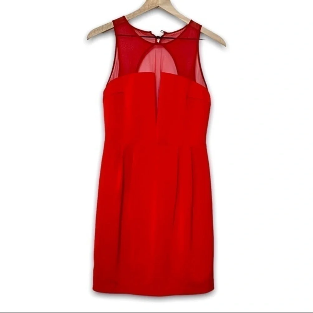 ARYN K Sheer Silk Panel Deep V-Neck Cutout Back Sleeveless‎ Sheath Mini Dress S - Picture 4 of 8